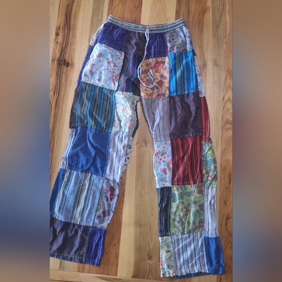 Kathmandu Imports Pants - Kathmandu Womens Bohemian Patchwork Wide Leg Pants Xs Or Small Due To Stretch